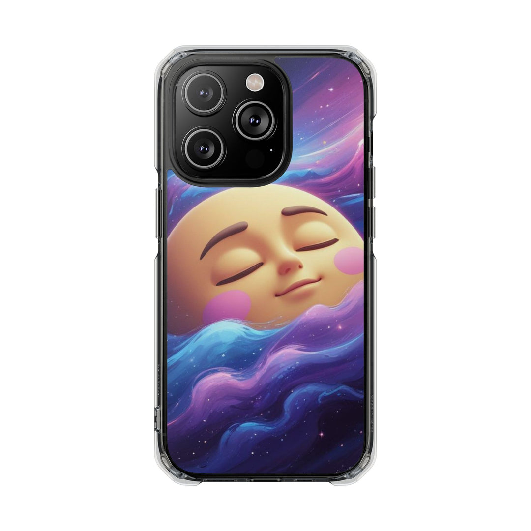 MagSafe Magnetic Clear Impact Case – Dreamy Galaxy Moon Design for iPhone