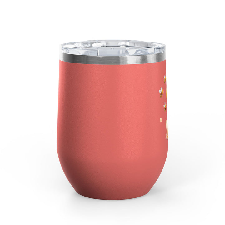 Bee Happy 12oz Stainless Steel Wine Tumbler – Cute Honeybee Pastel Design