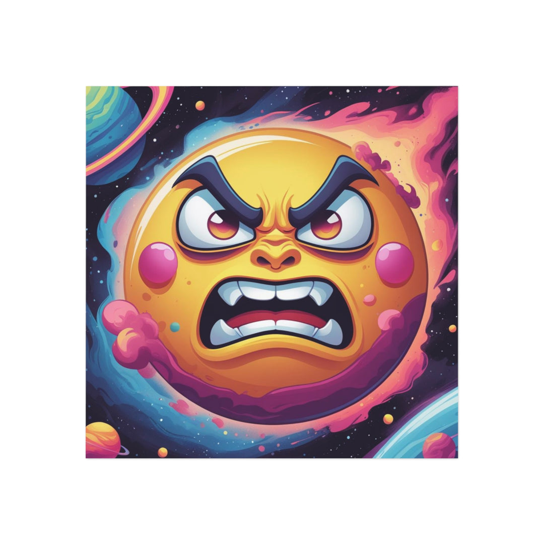 Personalized Square Magnet – Angry Sun Space Cartoon Fun, Custom Gift