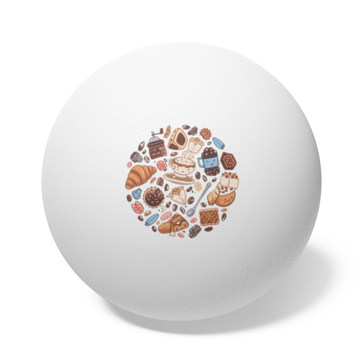 Custom Coffee & Dessert Cartoon Ping Pong Balls – Set of 6, Whimsical Style