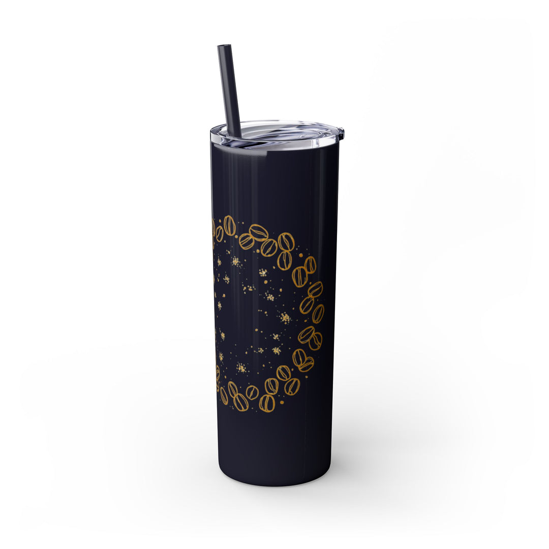 Coffee Lover’s 20oz Skinny Tumbler – Chic Hand-Drawn Beans & Straw