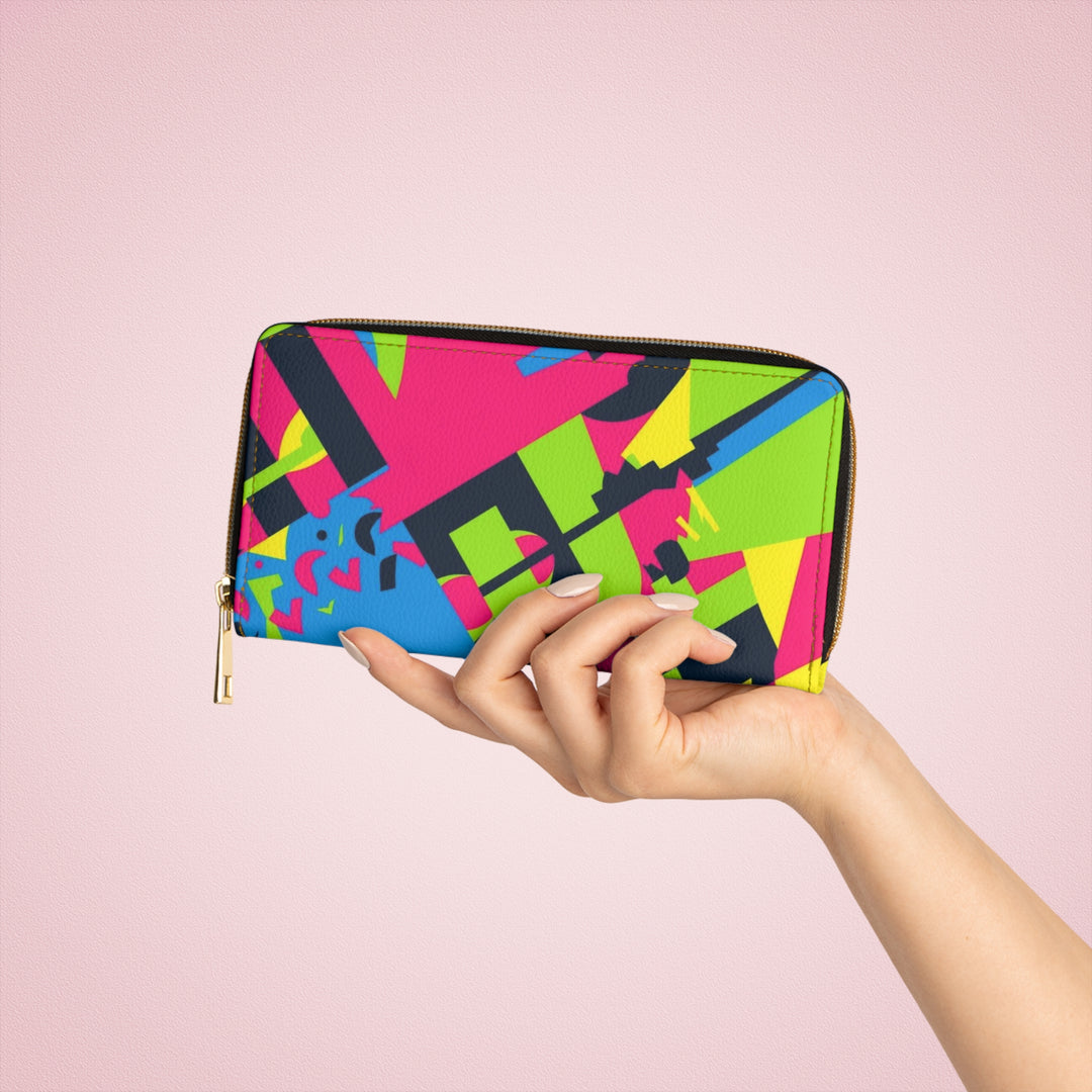 Personalized Neon Geometric Zipper Wallet – Sleek, Trendy & Secure