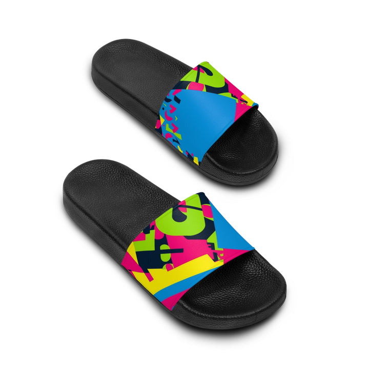 Men’s Custom Slide Sandals – Bold Geometric Neon Urban Comfort Slides