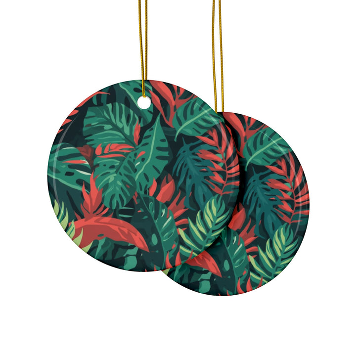 Custom Double-Sided Ceramic Ornaments – Tropical Leaf | 1/3/5/10 Pack