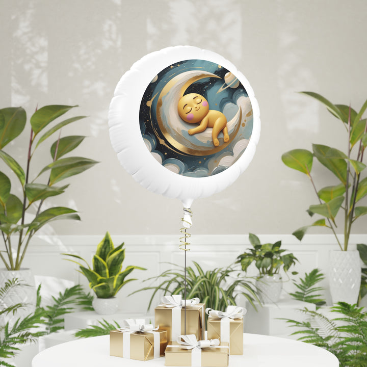 Custom Moon & Stars Mylar Helium Balloon – Cute Baby Sleep Nursery Decor