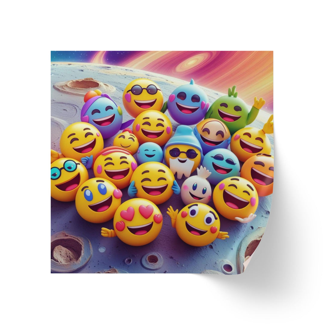 Fun Emoji Cosmic Square Sticker Label Rolls – Durable, Custom, Trendy Labels