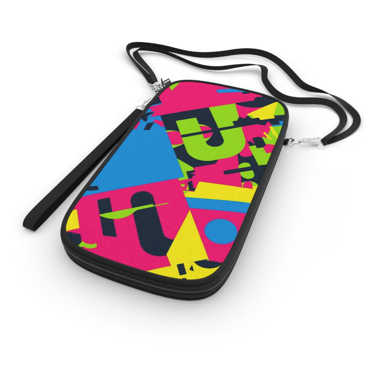 RFID Passport Wallet – Neon Geometric Vegan Leather, Stylish Travel Organizer