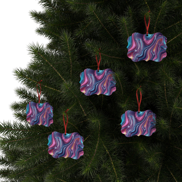 Custom Aluminum Ornaments – Modern Marble Swirl, Gift-Ready, 1-20pc Set