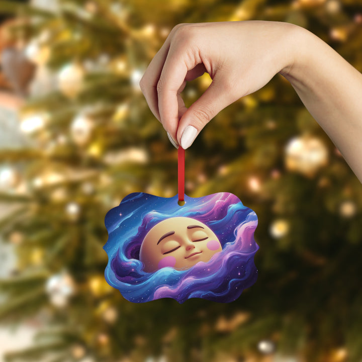 Galaxy Moon Metal Ornament – Whimsical Double-Sided Plaque, Space Decor