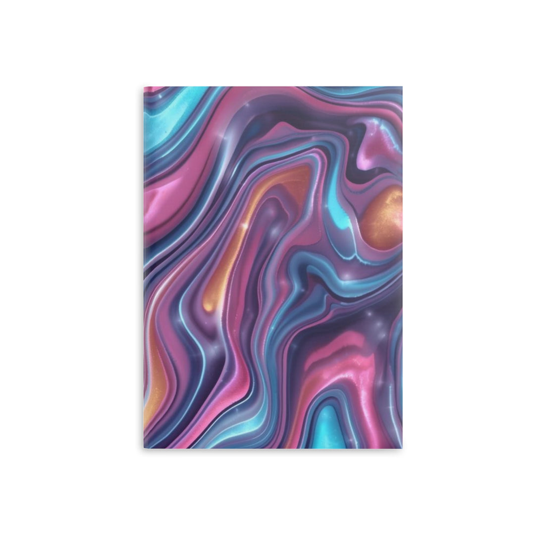 Hardcover Puffy Notebook – Luxe Iridescent Marble Swirl, Customizable, A4/A5/B5
