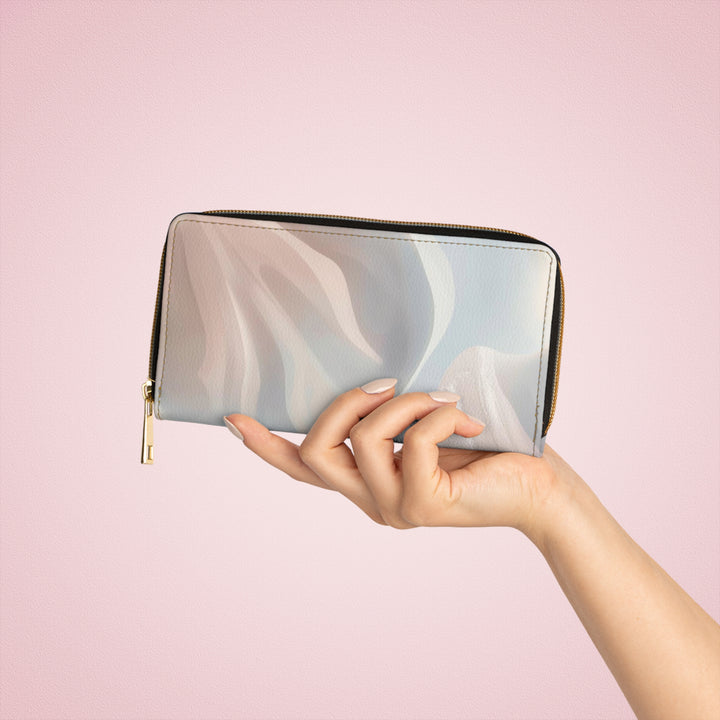 Sleek Personalized Zipper Wallet – Abstract Pastel Modern Faux Leather