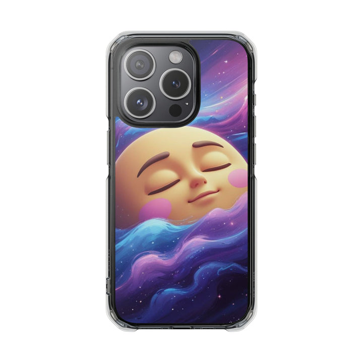 MagSafe Magnetic Clear Impact Case – Dreamy Galaxy Moon Design for iPhone