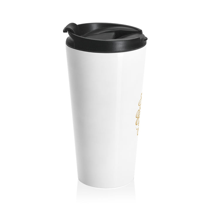 Trendy Stainless Steel Travel Mug – Coffee Bean Art, Hot & Cold, 15oz