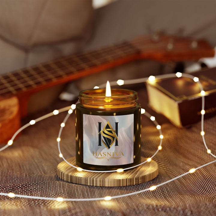 Hand-Poured Coconut Apricot Scented Candle – Modern Pastel, 4oz/9oz