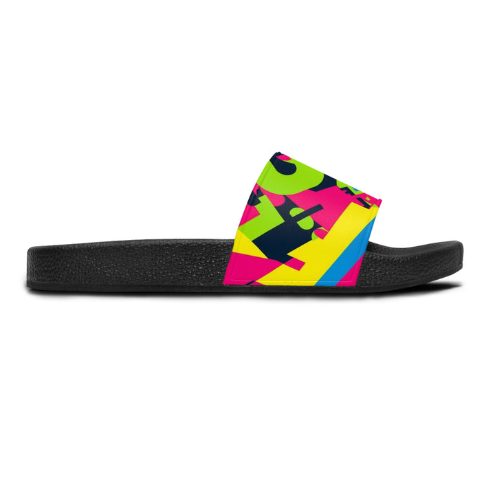 Neon Geometric Women's Slide Sandals – Trendy, Personalized, All-Day Comfort