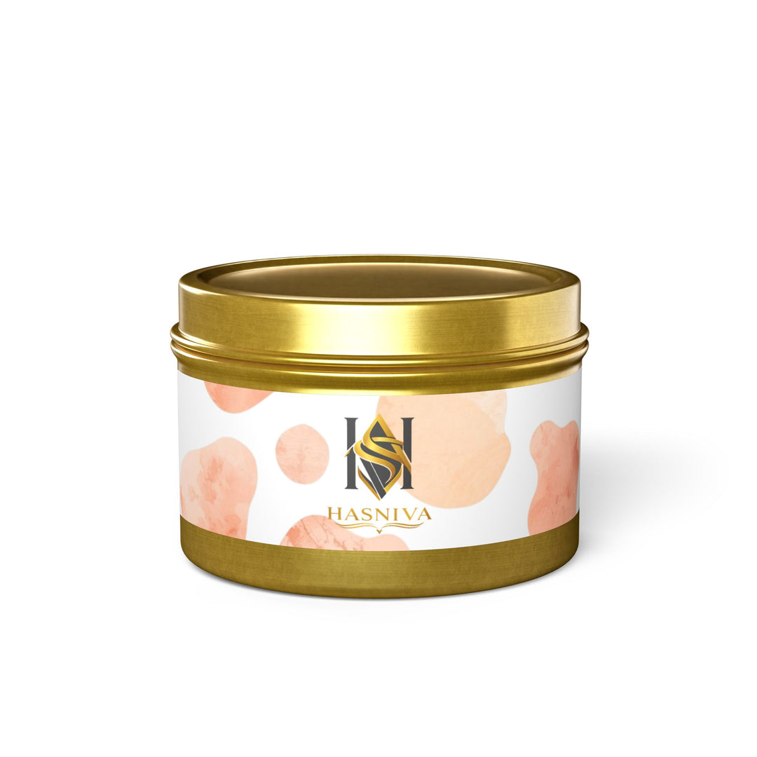 Handcrafted Tin Candle – Blush Peach Watercolor, Chic & Eco-Friendly Gift