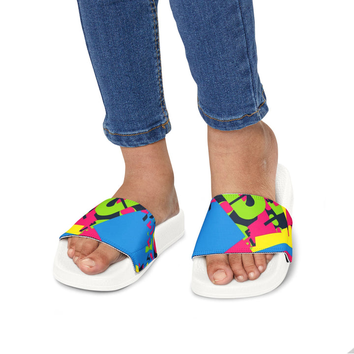 Youth Adventure 2-in-1 Removable Strap Sandals – Neon Geometric Slides