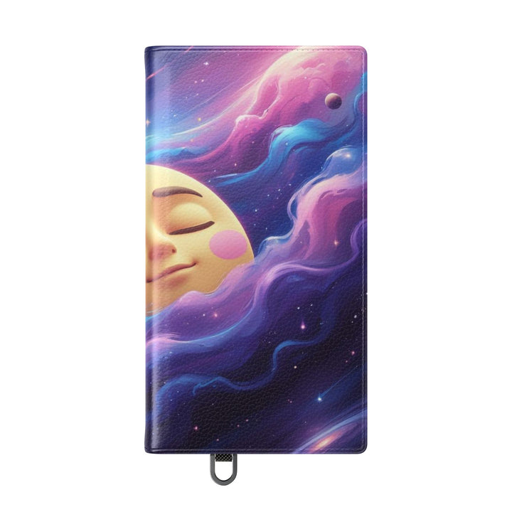Dreamy Galaxy Flip Case – Cute Moon & Star Wallet Cover, Vegan Leather
