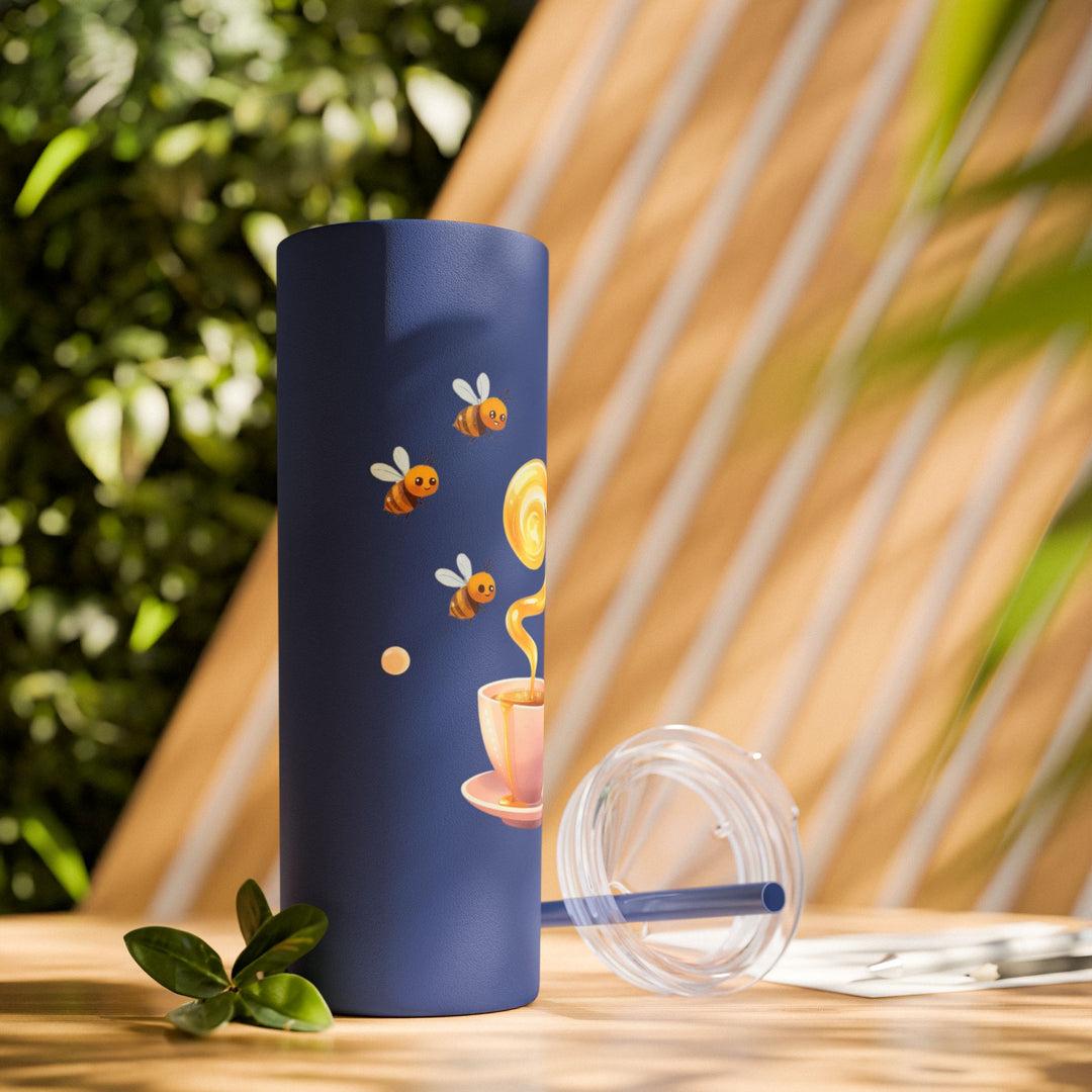 Pink Honeybee 20oz Skinny Tumbler with Straw – Cute Tea Cup Design