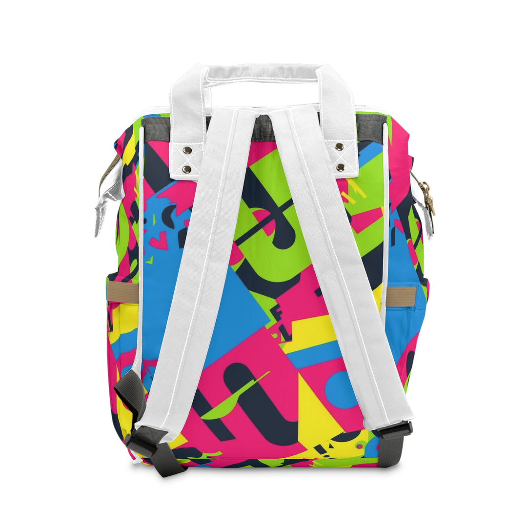 Trendy Neon Geometric Diaper Backpack – Stylish, Spacious & Waterproof