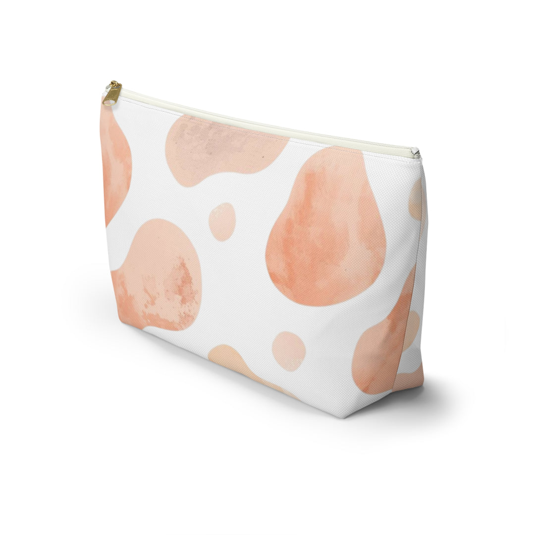 Chic T-Bottom Accessory Pouch – Blush & Peach Abstract Watercolor Design