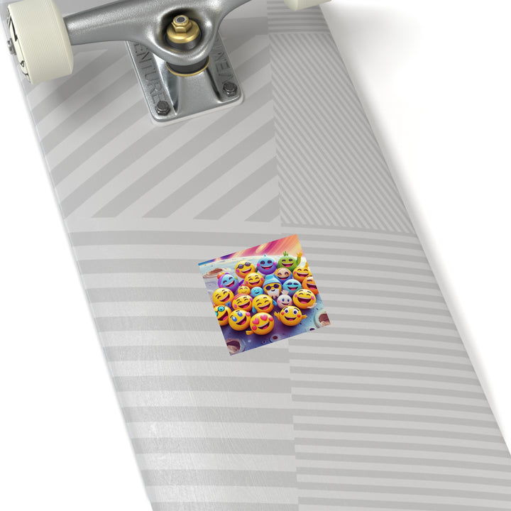 Vibrant Cosmic Emoji Laminate Square Sticker – Durable, Joyful & Trendy