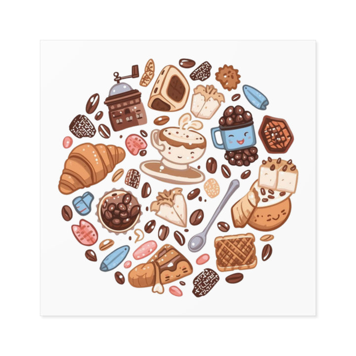 Whimsical Café Laminate Square Stickers – Waterproof, Durable, Trendy!