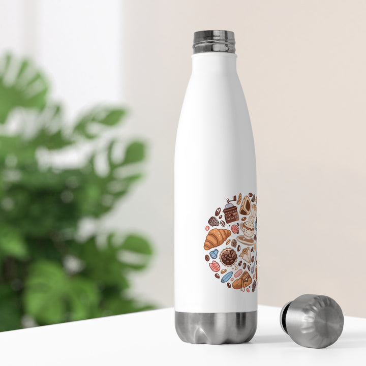 Whimsical Cafe Cartoon 20oz Premium Insulated Bottle – Coffee & Pastry Art