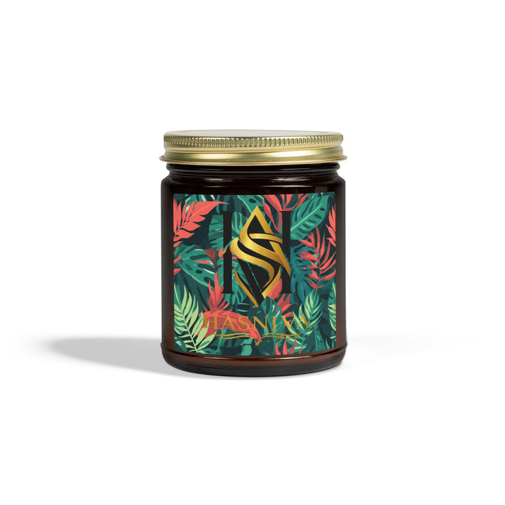 Hand-Poured Coconut Apricot Scented Candle – Tropical Leaf, 4oz/9oz