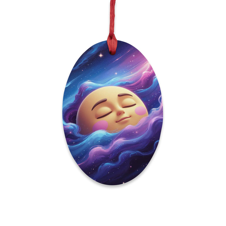 Handcrafted Wooden Ornament – Whimsical Galaxy Moon, Magnetic & Gift-Ready