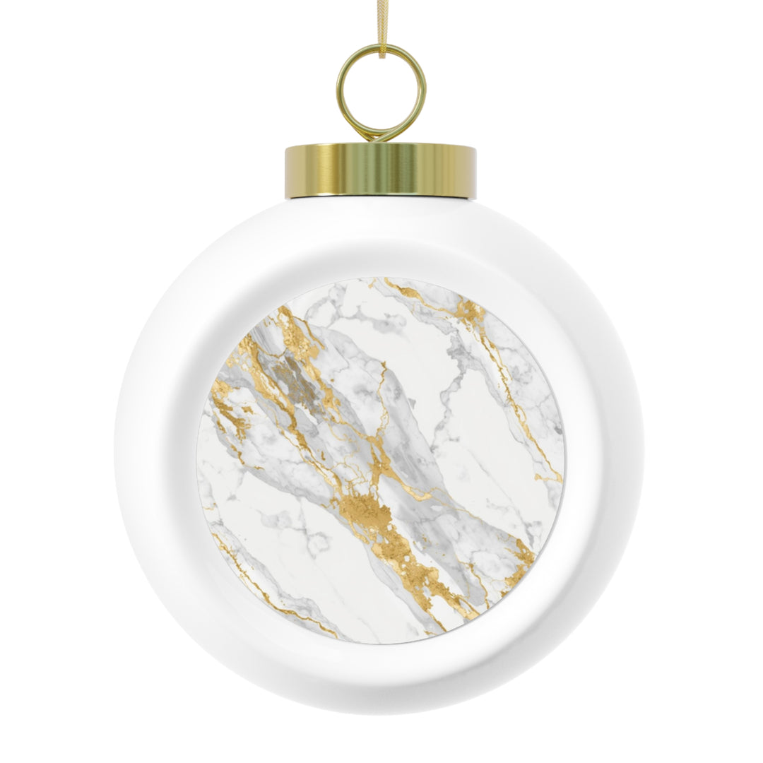 Personalized Marble & Gold Holiday Ornament – Elegant Custom Xmas Decor