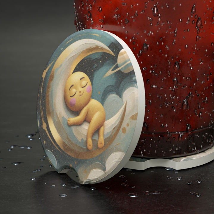 Soapstone Car Coaster – Cute Celestial Baby Moon, Absorbent & Stylish Gift