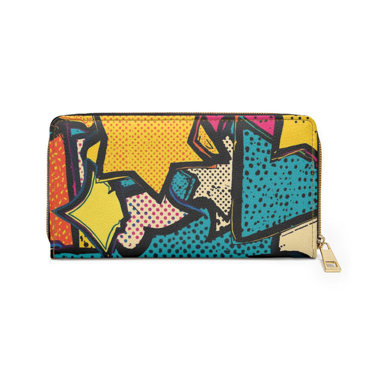 Sleek Pop Art Personalized Zipper Wallet – Vibrant Comic Book Design