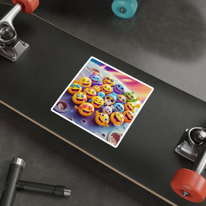 Custom Die-Cut Stickers – Playful Emoji Cosmic Vibes, Waterproof & Trendy