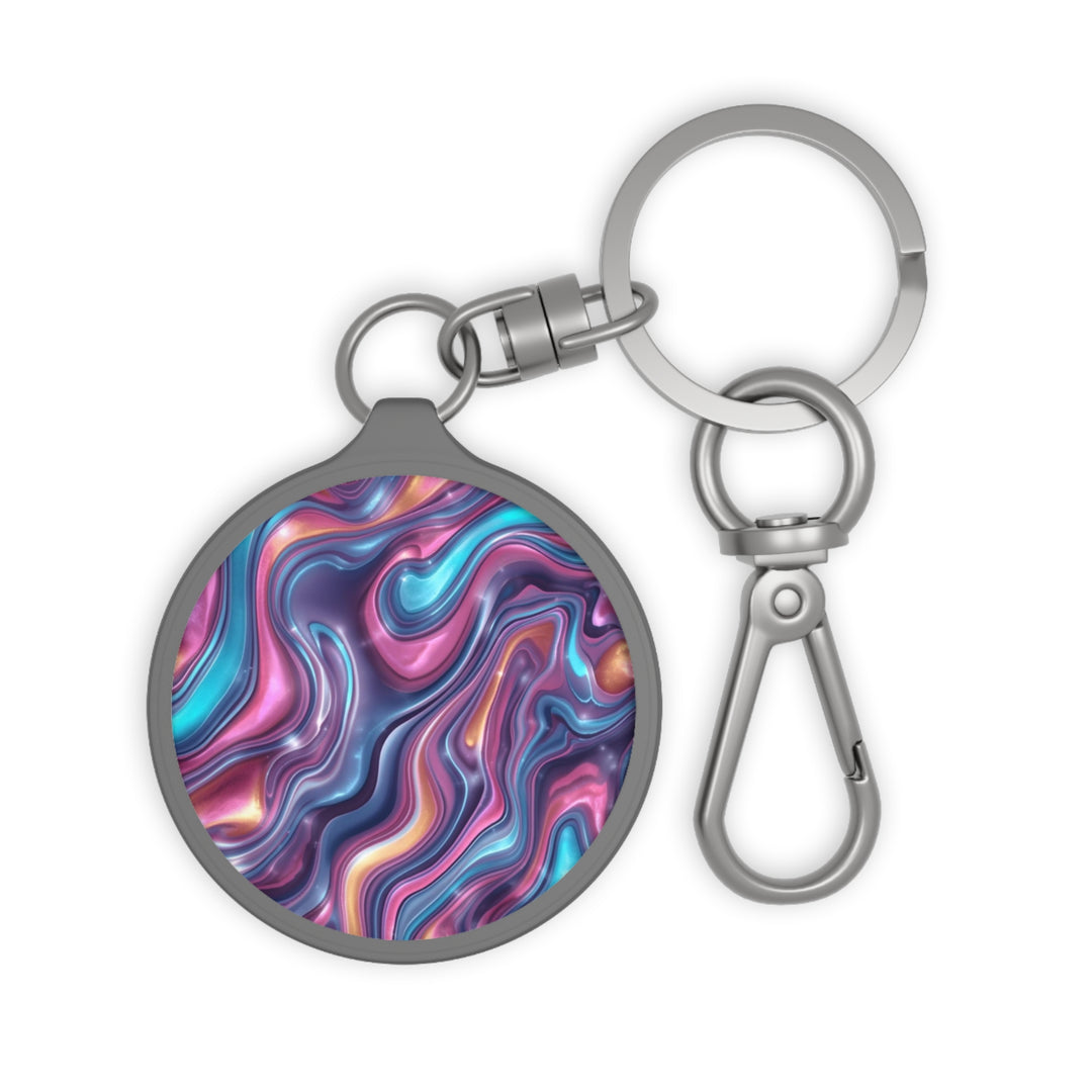 Custom Acrylic Keyring Tag – Iridescent Swirl, Stylish & Durable Accessory