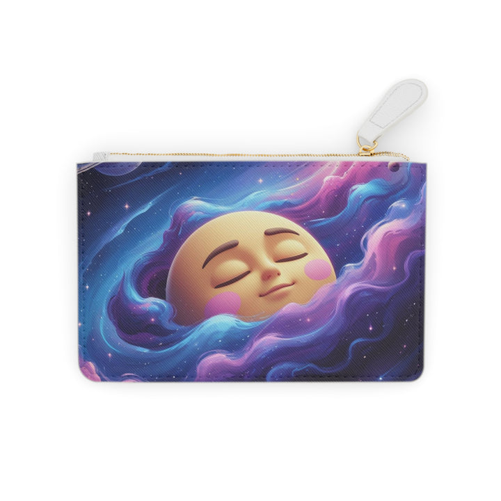 Personalized Galaxy Mini Clutch Bag – Cute Moon Face Space Purse Vegan Leather