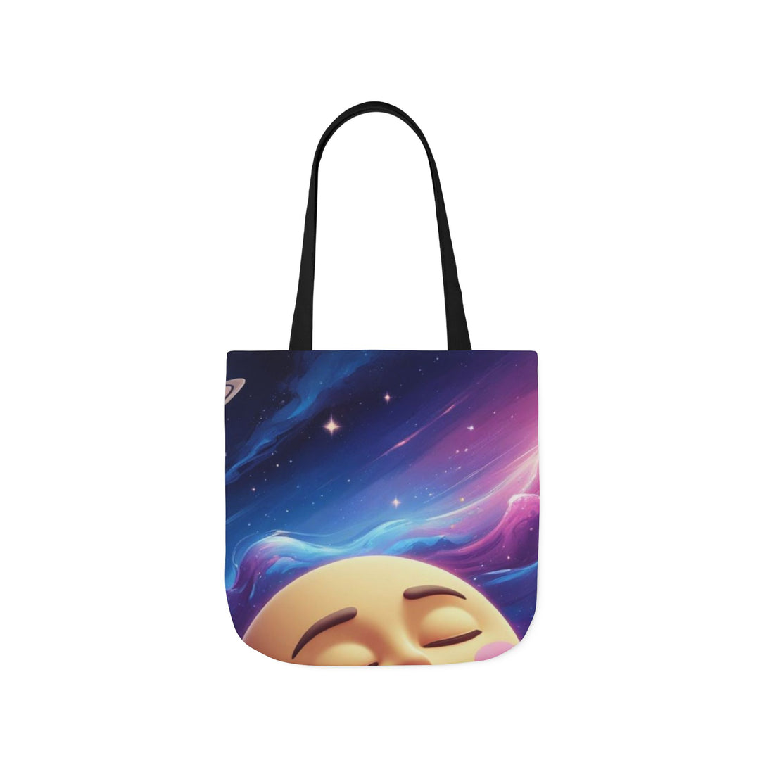 Galaxy Moon Canvas Tote Bag – 5-Color Straps, Cute Space Design, Customizable