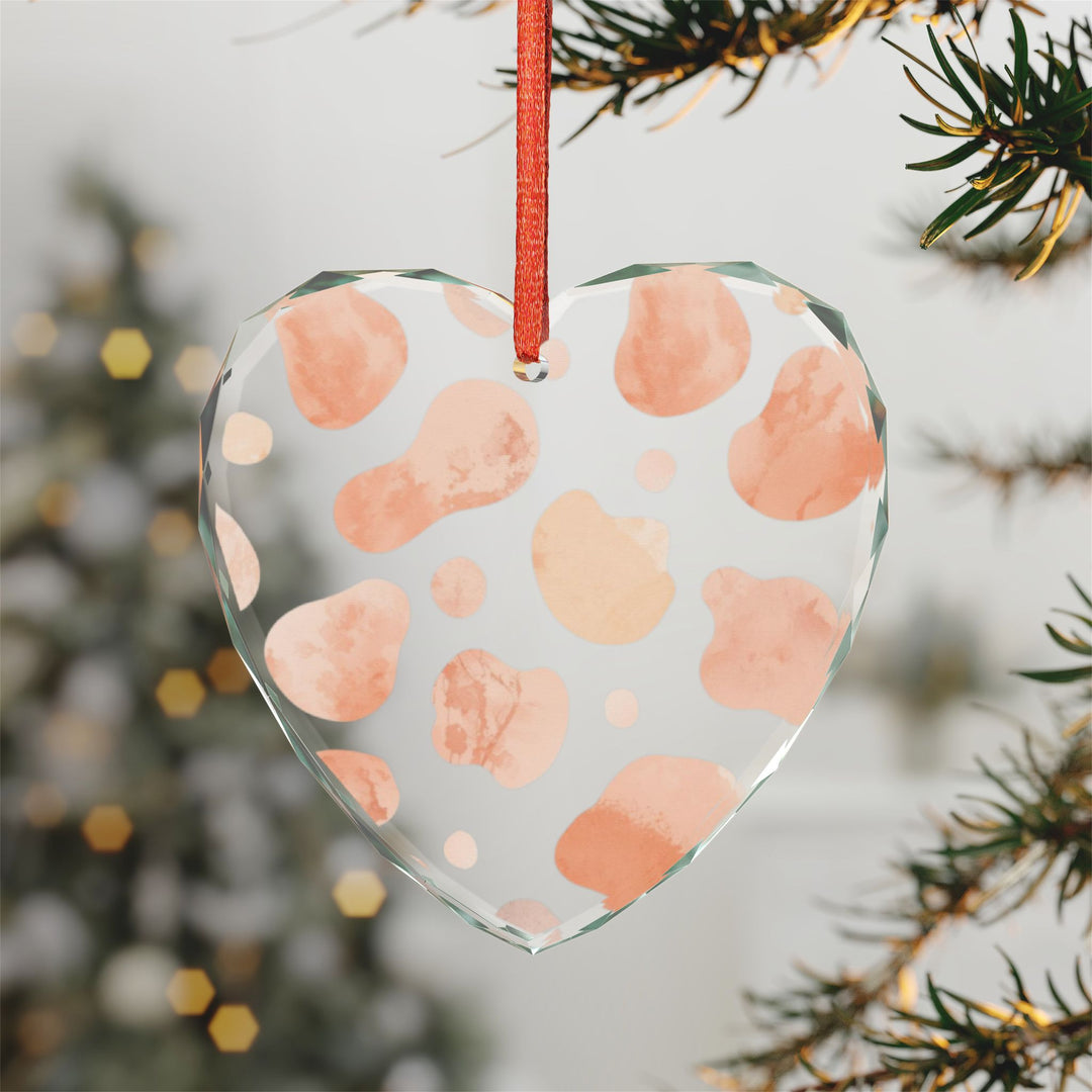Abstract Blush Crystal Glass Ornament – Modern Handcrafted Home Decor