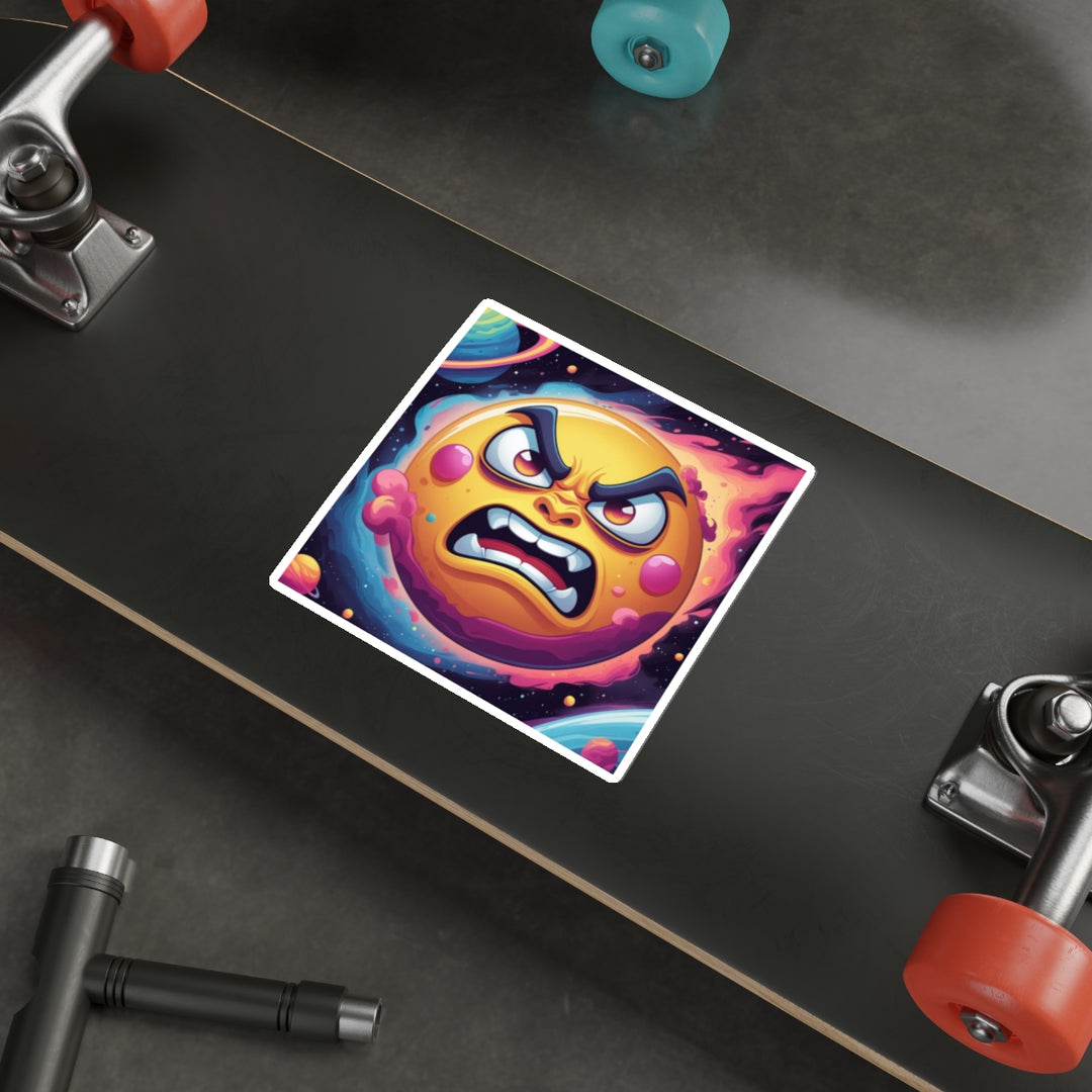 Custom Die-Cut Space Stickers – Vibrant, Cartoon Angry Sun & Planets