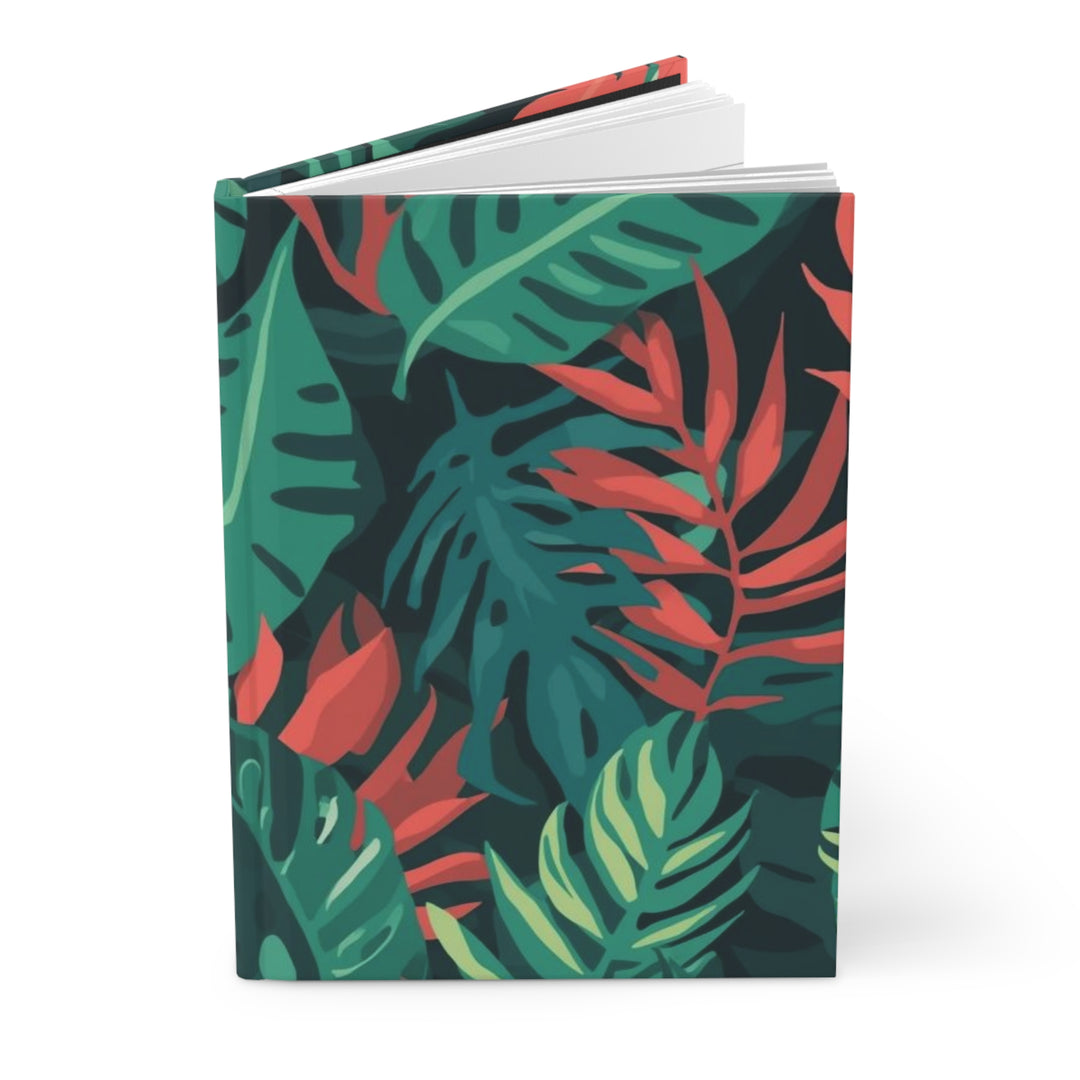 Vibrant Tropical Matte Hardcover Journal – Custom Jungle Leaf Design, 150 Pages