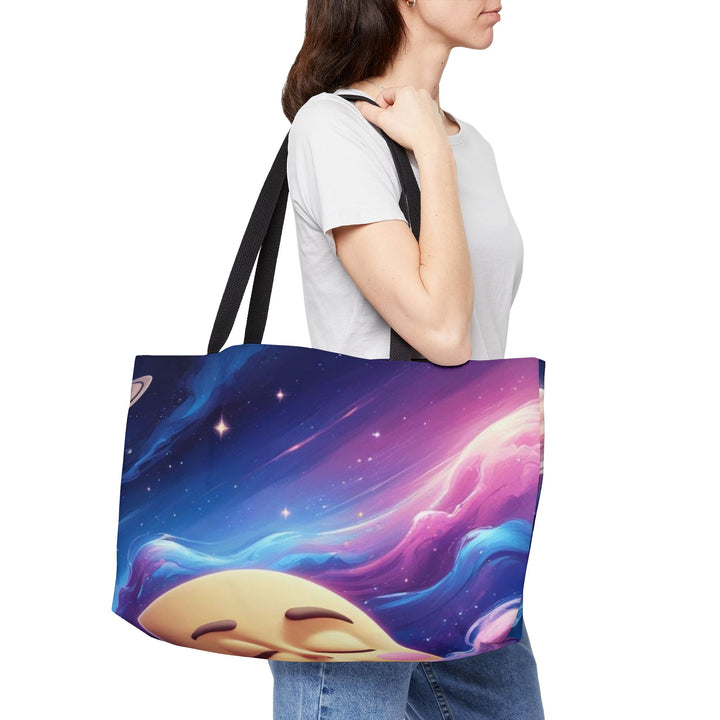 Personalized Galaxy Moon Weekender Tote Bag – Cute Space Travel Carryall