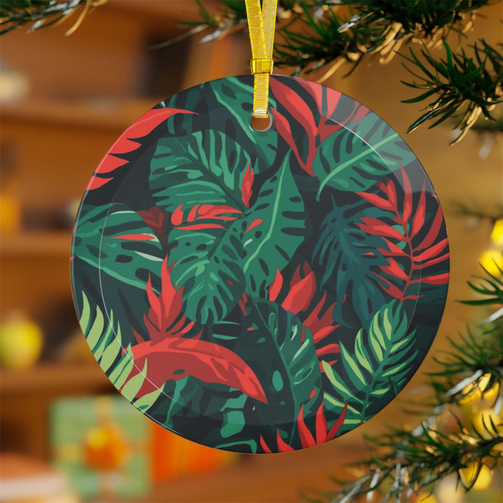 Handcrafted Glass Ornament – Custom Tropical Leaf Art, Personalized Decor