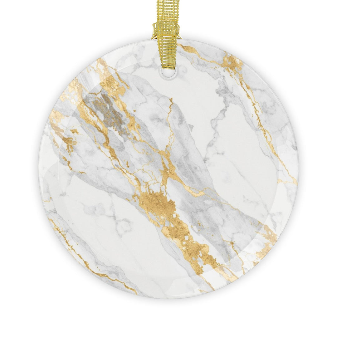 Custom Marble Glass Ornament – Handcrafted, Gold Streaks, Modern Chic Décor