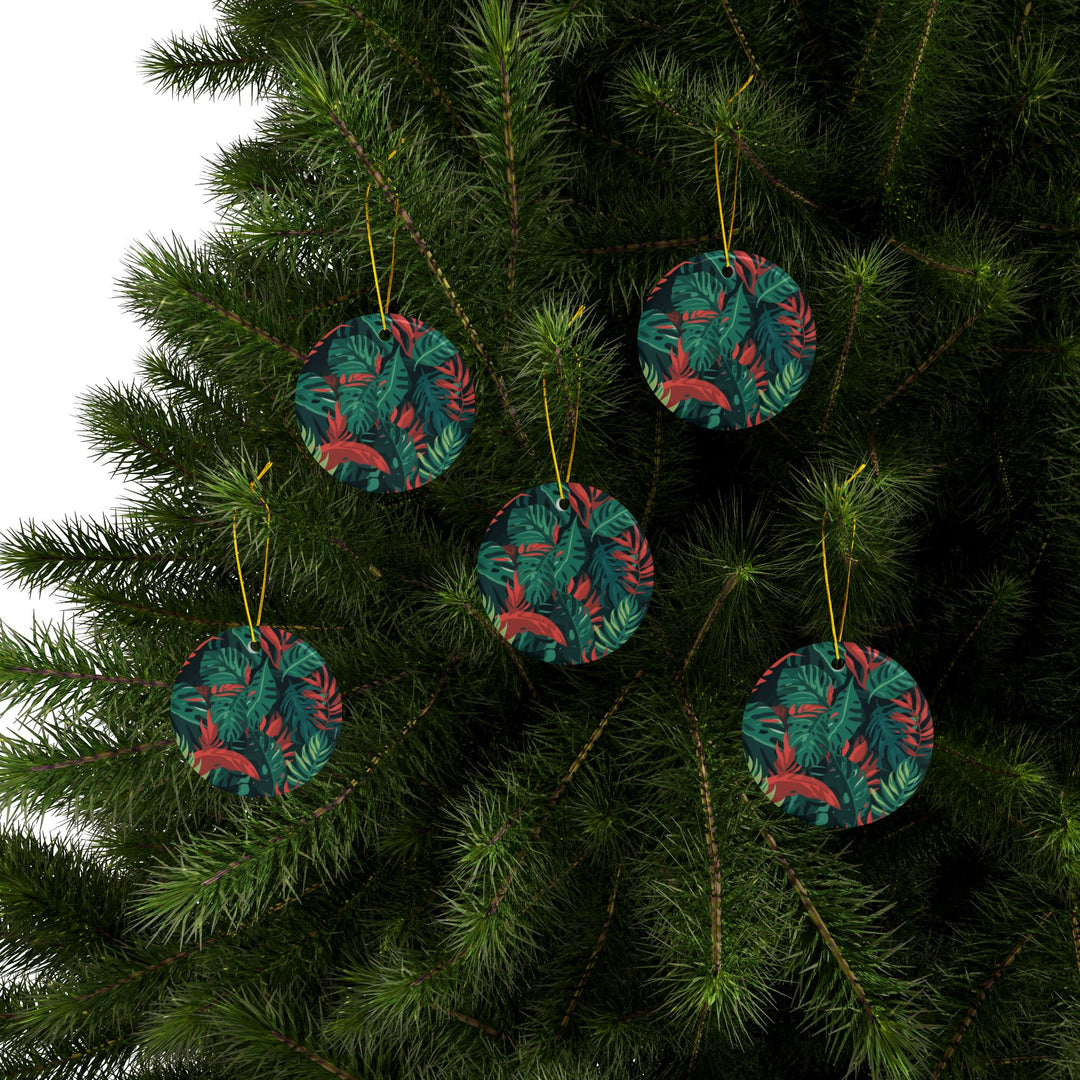 Custom Double-Sided Ceramic Ornaments – Tropical Leaf | 1/3/5/10 Pack