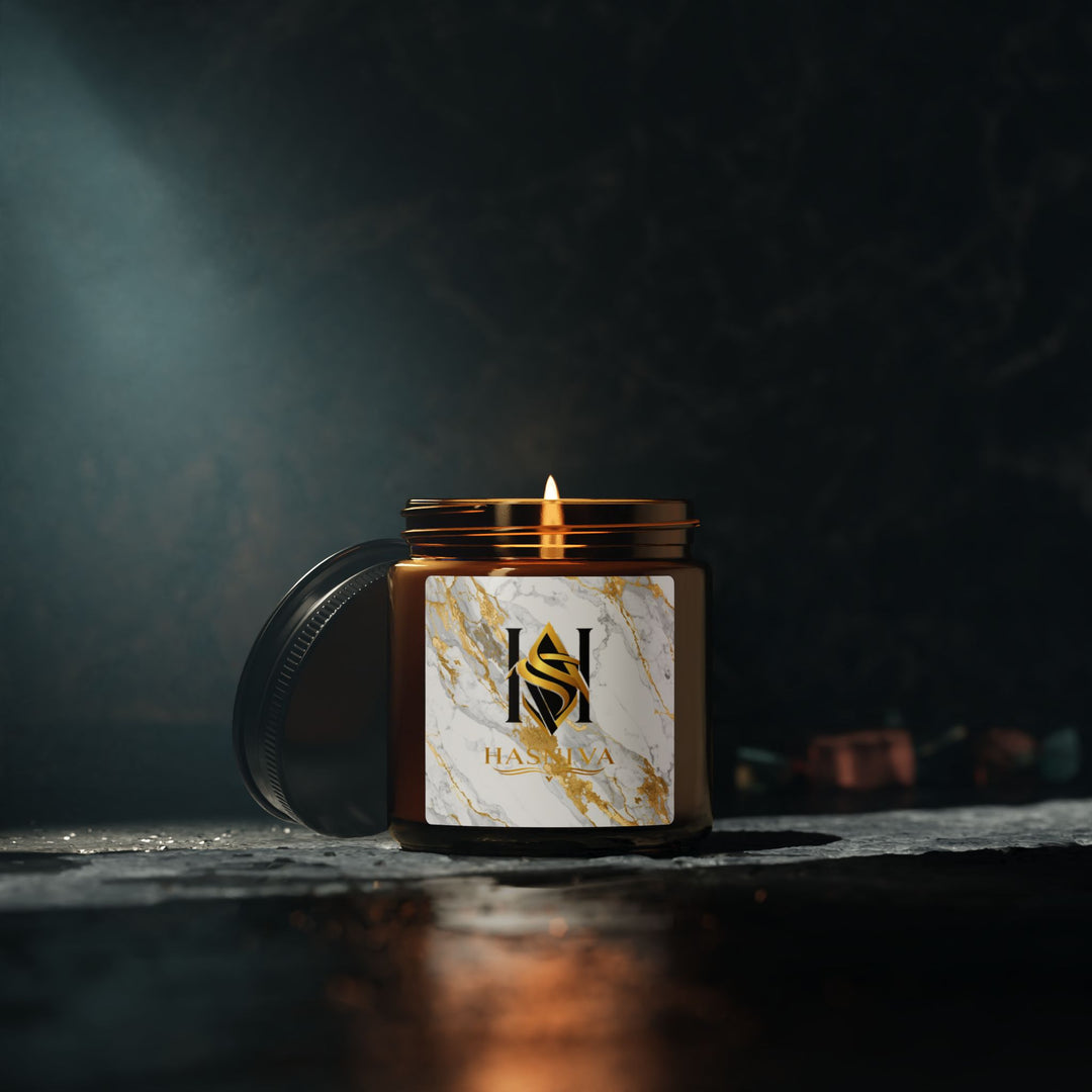 Marble Luxe Scented Soy Candle in Amber Jar – Hand-Poured, 2 Sizes