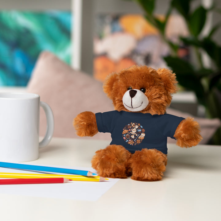 Custom Stuffed Animal w/ Coffee & Dessert Tee – Cute Plush Gift 8”