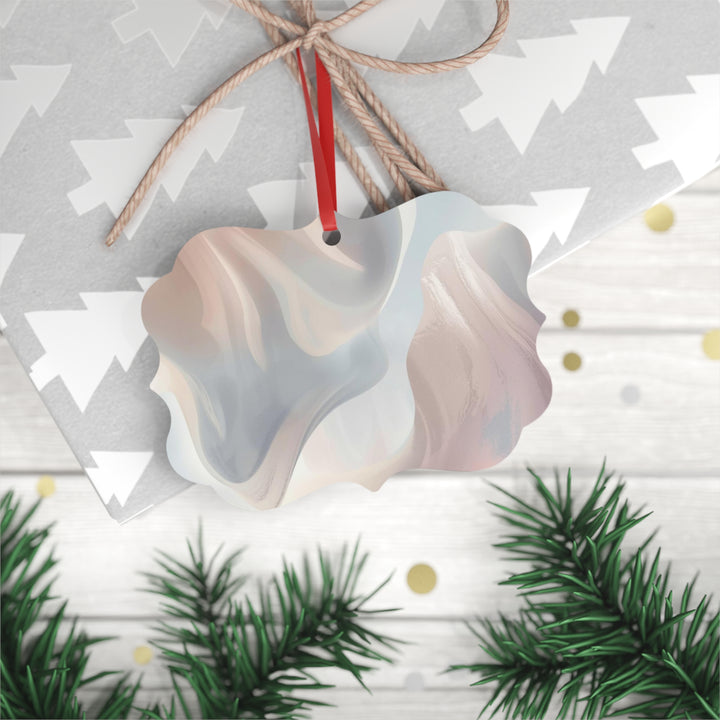 Double-Sided Metal Ornament – Blush Pastel Abstract Plaque Decor Gift