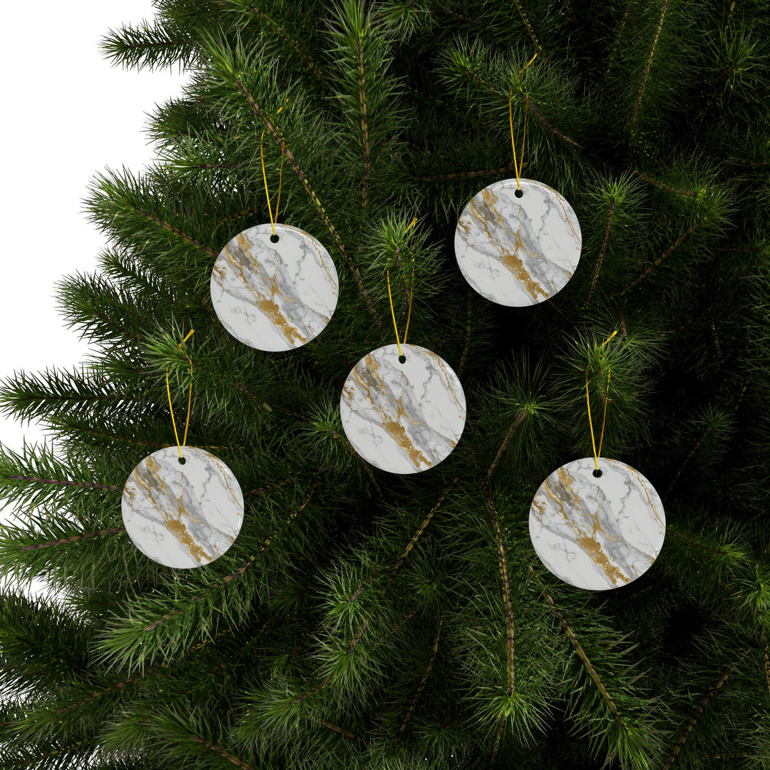 Custom Marble Gold Double-Sided Ceramic Ornaments – Luxe, Modern Decor