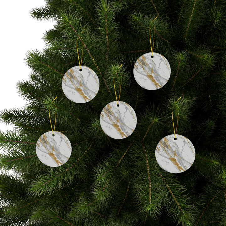 Custom Marble Gold Double-Sided Ceramic Ornaments – Luxe, Modern Decor