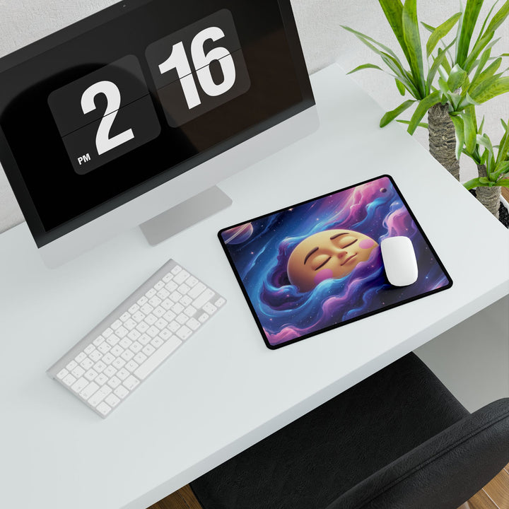 Galaxy Moon Face Desk Mat – Cute Space-Themed, Durable & Stylish Workspace Accessory